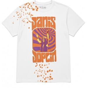 Janis Joplin Official Graphic Tee Large Goodie Two Sleeves Psychedelic Print EUC